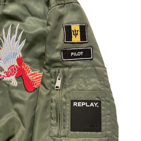 **LIKE NEW** REPLAY Embroidered Bomber Jacket with Patchwork. Size M. - Picture 3 of 9